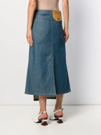 LANVIN SLIT MIDI DENIM SKIRT - 蓝色