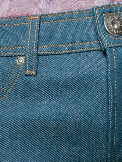 Shop Lanvin Slit Asymmetric Denim Midi Skirt In Blue