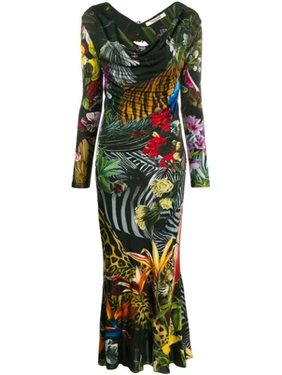Shop Roberto Cavalli 'paradise Found' Kleid In 09000 Multicolor
