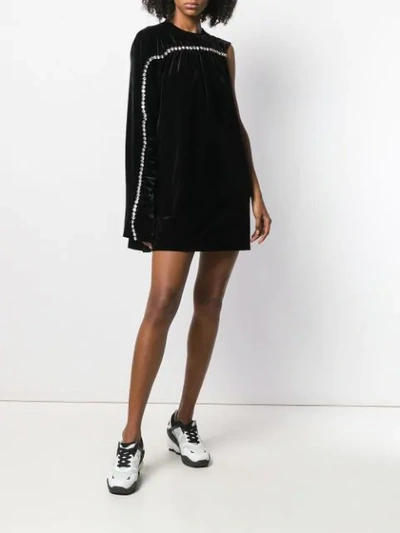 Shop Christopher Kane Crystal Sleeve Velvet Dress In Black