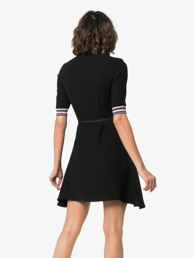 Shop Prada Zipped Short Sleeve Sport Dress In Black