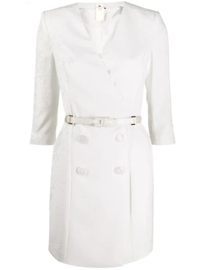 Shop Elisabetta Franchi Double Breasted Mini Dress In White