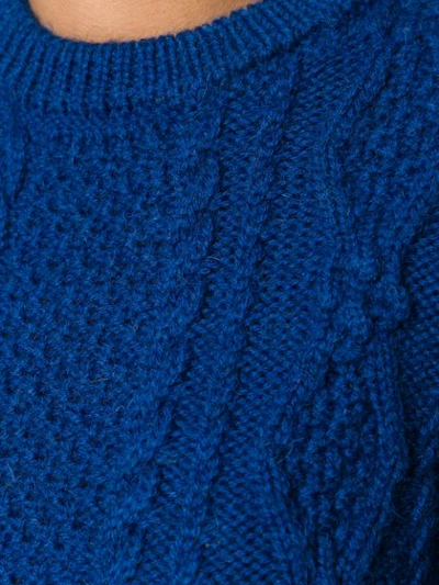 Shop Saint Laurent Cable Knit Jumper In Blue