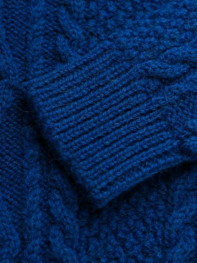 Shop Saint Laurent Cable Knit Jumper In Blue