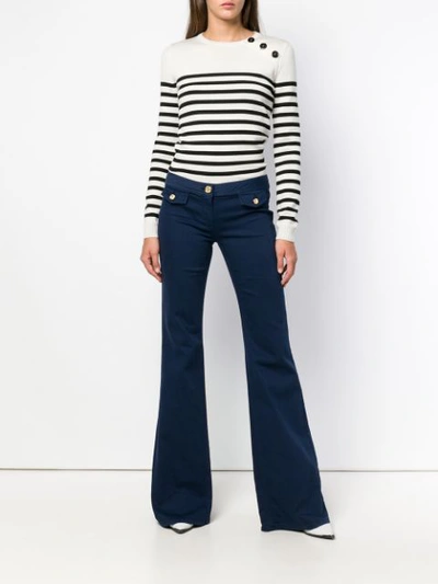 Shop Balmain Wide-leg Trousers - Blue