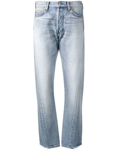 Shop Balenciaga Twisted Leg Jeans In Blue