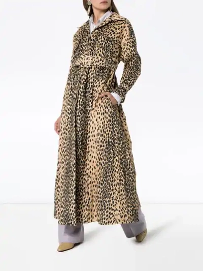 Shop Jacquemus Leopard-print Belted Trench Coat In Brown