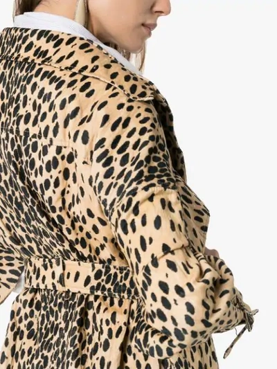Shop Jacquemus Leopard-print Belted Trench Coat In Brown