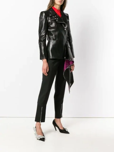 Shop Alexander Mcqueen Ruffled Asymmetric Jacket In Black