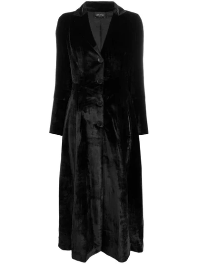 Shop Andrea Ya'aqov Velvet Single Breasted Coat In Black