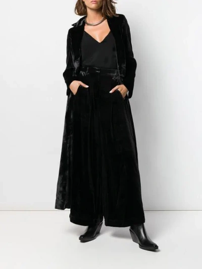 Shop Andrea Ya'aqov Velvet Single Breasted Coat In Black