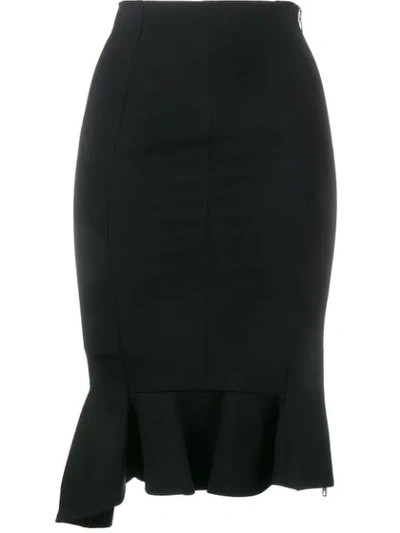 Shop Givenchy Ruffle Hem Pencil Skirt In Black