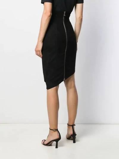 Shop Balmain Asymmetric Midi Skirt In Black