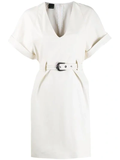 Shop Pinko Belted Mini Dress In White