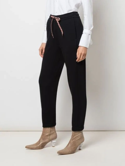 Shop Burberry Embroidered Logo Track Trousers In Black