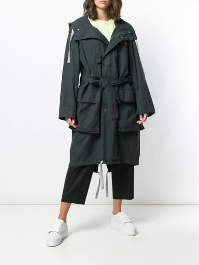 Shop Acne Studios Hooded Parka Coat In Grey