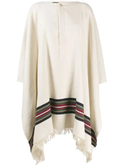 Shop Jacquemus Striped Poncho Coat In Neutrals