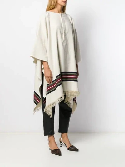 Shop Jacquemus Striped Poncho Coat In Neutrals