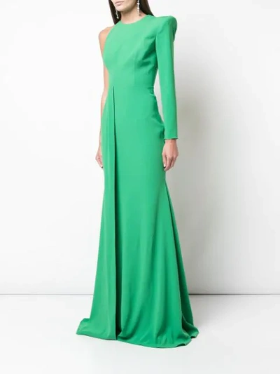 Shop Alex Perry Structured Shoulders Dress In Green