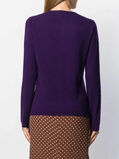 Shop Allude Crew Neck Cardigan In Purple