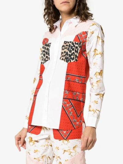 Shop Ganni Sweeny Patchwork Print Shirt In 977 Block Colour