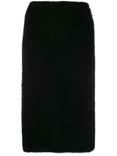 Shop Versace Midi Knitted Pencil Skirt In Black