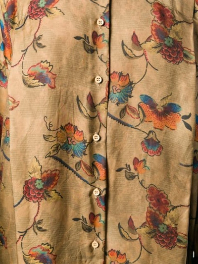 Shop Uma Wang Floral Print Shirt Dress - Brown