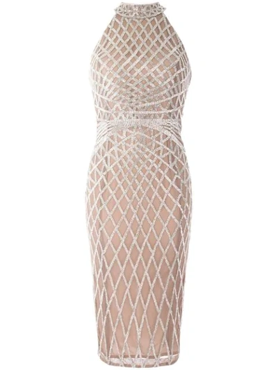 Shop Rachel Gilbert Aryel Beaded Dress In Silver ,neutral