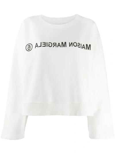 Shop Mm6 Maison Margiela Logo Print Sweatshirt In White