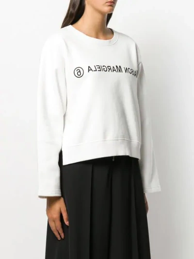 Shop Mm6 Maison Margiela Logo Print Sweatshirt In White