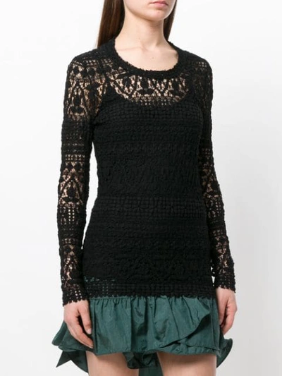 Shop Isabel Marant Knitted Lace Blouse In Black