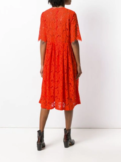 Shop Ganni Eyelash Lace Dress - Orange