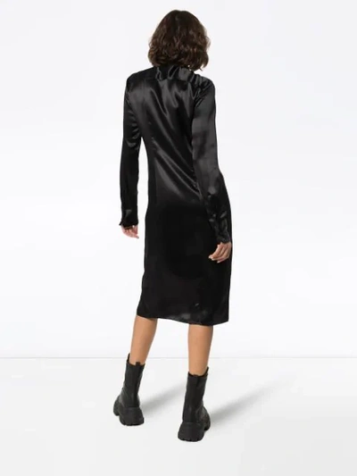 Shop Bottega Veneta Ruched Midi Shirt Dress In Black