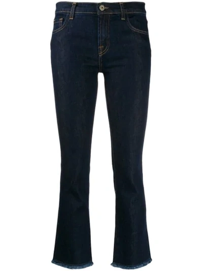 L'autre Chose Fringed Jeans In A Cropped Length In Blue