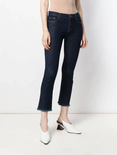 L'autre Chose Fringed Jeans In A Cropped Length In Blue