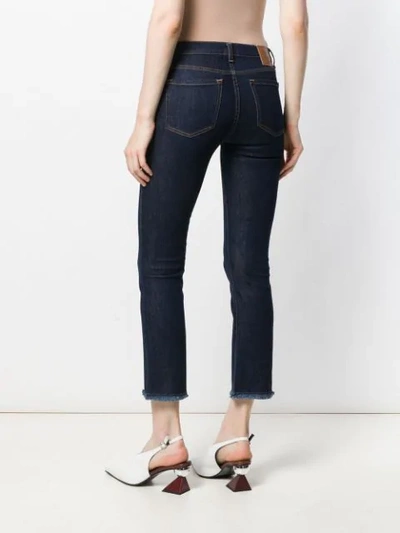 L'autre Chose Fringed Jeans In A Cropped Length In Blue