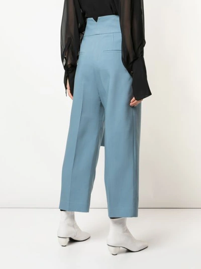 Shop Petar Petrov Hayes High Waisted Tailored Trousers In Blue