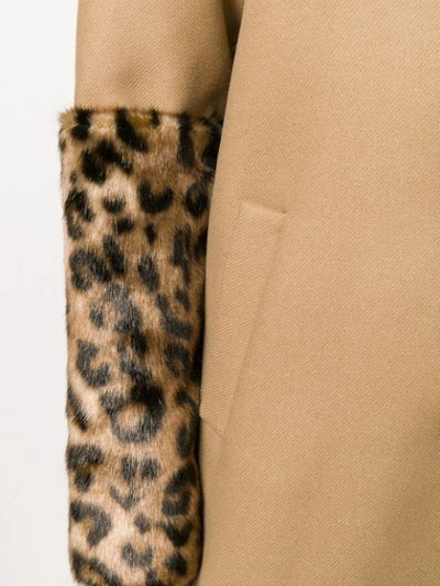 Shop N°21 Leopard Pint Sleeve Detail Coat In Neutrals