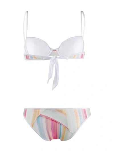 Shop Missoni Striped Print Bikini Set In White