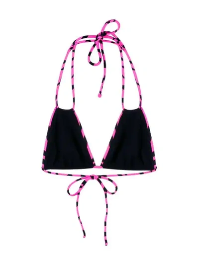 Shop Saint Laurent Zebra-print Bikini Top In Pink