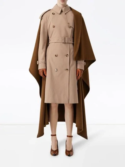 Shop Burberry Blanket Detail Cotton Gabardine Trench Coat In Neutrals