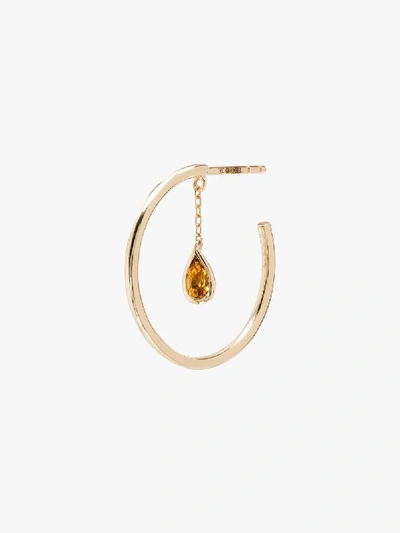 Shop Yvonne Léon 9k Yellow Gold Creole Pampille Citrine Hoop Earring