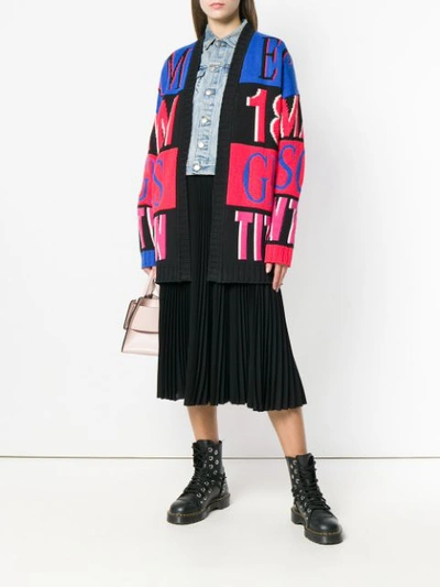 Shop Msgm Oversized Intarsia Knit Cardigan In Pink
