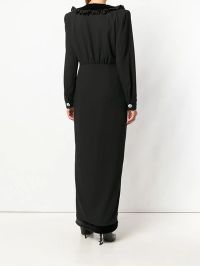 Shop Alessandra Rich Buttoned Bow Dress - Black