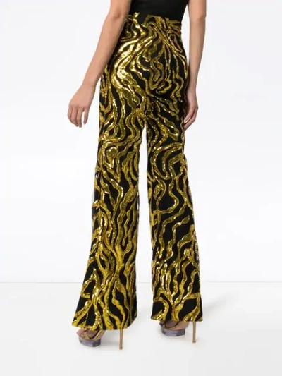 Shop Halpern Sequin-embellished Flared Trousers In Gold