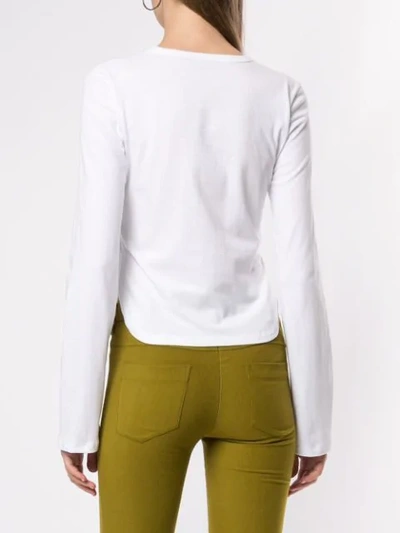 Shop Ann Demeulemeester Side Slit Long Sleeve Top In White