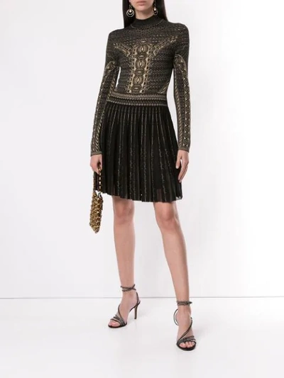 Shop Roberto Cavalli Henna Jacquard Knit Dress In Black