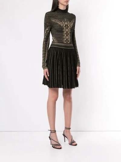 Shop Roberto Cavalli Henna Jacquard Knit Dress In Black
