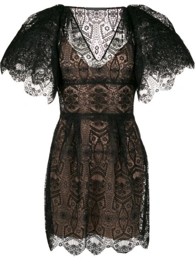 Shop Alberta Ferretti Short Lace Dress In Black