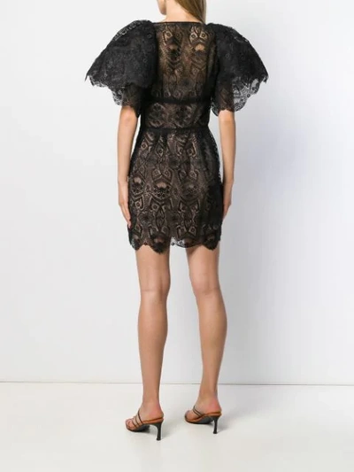 Shop Alberta Ferretti Short Lace Dress In Black
